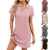 Женское модное однотонное платье-футболка с лацканами, свободного кроя, с короткими рукавами