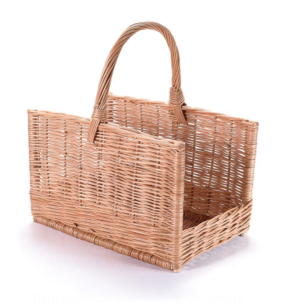 Fireplace Wood Basket, Stand, Wicker Fireplace Basket, Rectangular, Small, Without Trim/Insert
