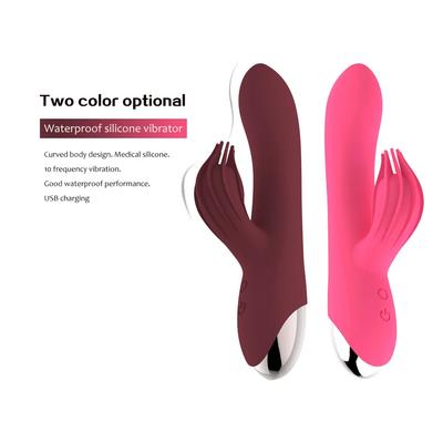 Двойной вибратор для G-точки Женская мастурбация Стимулятор влагалища и клитора Массажер Заряжаемый Дилдо Вибратор-кролик Секс-игрушки для женщин