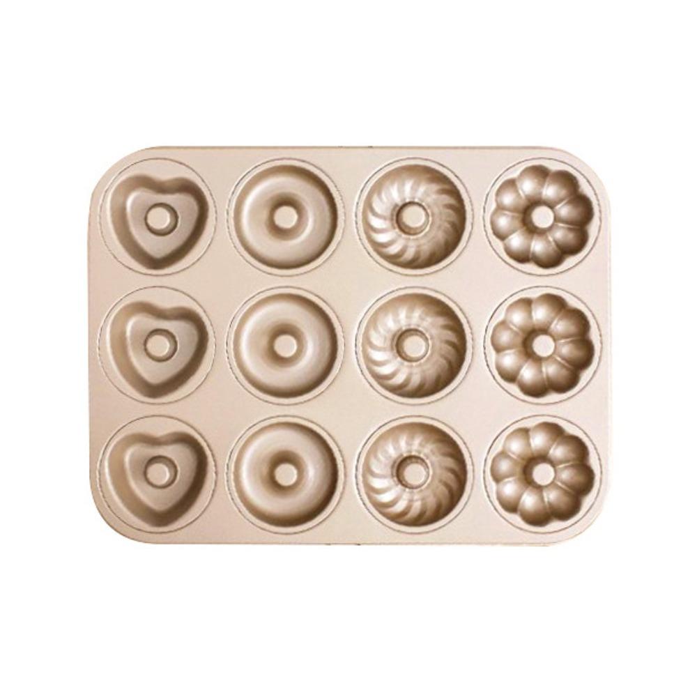 6/12 Cavity Donut Baking Mold Carbon Steel 4 Shapes Cake Baking Tray Easy To Clean Reusable Donut Muffin Pan Dessert Making