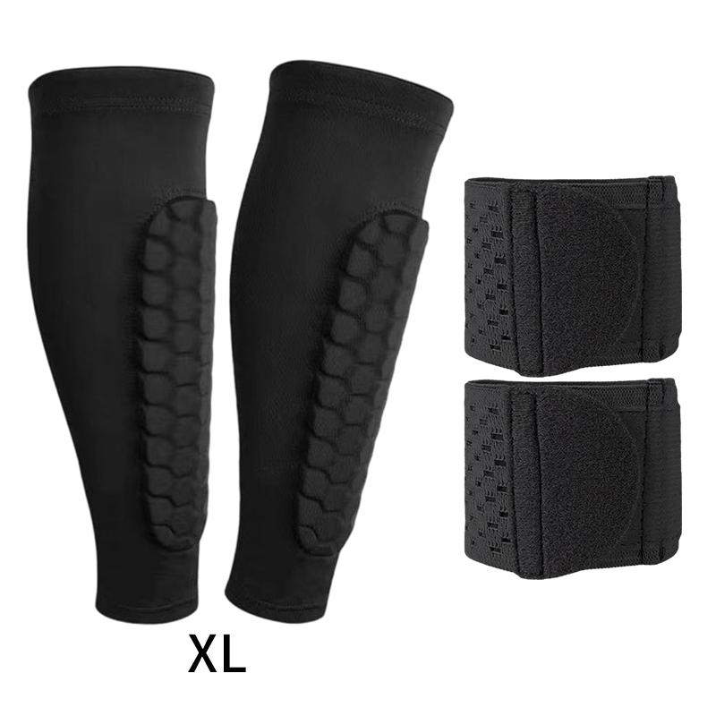 1Pair Honeycomb Shin Guards Ski Leg Pads Breathable Anti Collision Soccer Basketball Cycling Protective Elastic Sport Leggings