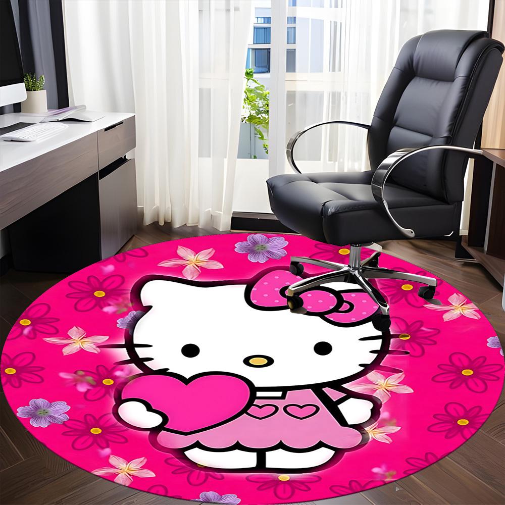 Круглый ковер Hello Kitty с цветами для офиса, под офисные стулья, спальни, гостиной, домашнего декора a0908152