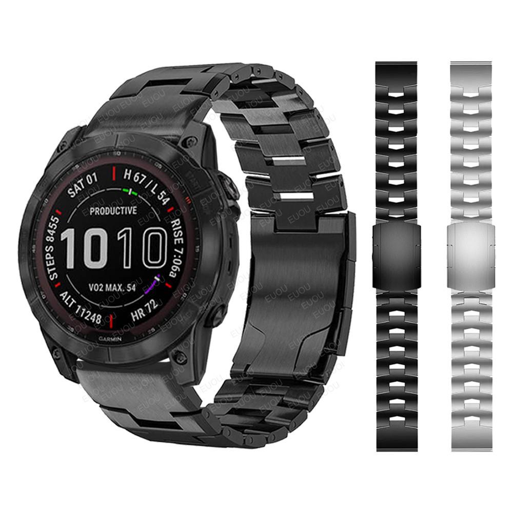 High Quality 26MM Quickfit Titanium Alloy ROHS Certified Custom Logo Watch Bracelet Bands for Garmin Fenix 7 7x5X X3 6X 3HR