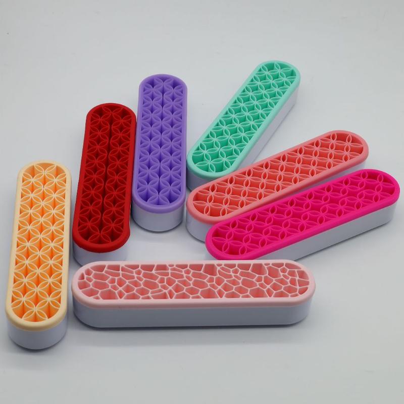 Shelf Makeup Brush Holder Nail Pen Holder Display Stand Rack Brush Storage Case Silicone Organizer Drying Shelf for Makeup Brush