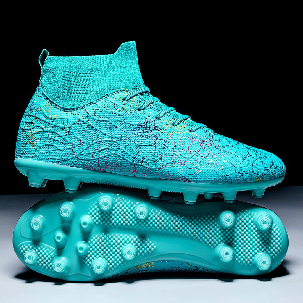 Новые футбольные бутсы с высоким верхом, длинными шипами, золотым камуфляжем, профессиональные кроссовки, с шипами, нескользящие, взрослые мужские и женские футбольные бутсы