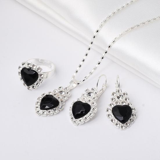 Комплект украшений в форме сердца для женщин, блестящие ожерелье в форме сердца со стразами, серьги, кольца, свадебные украшения, аксессуары