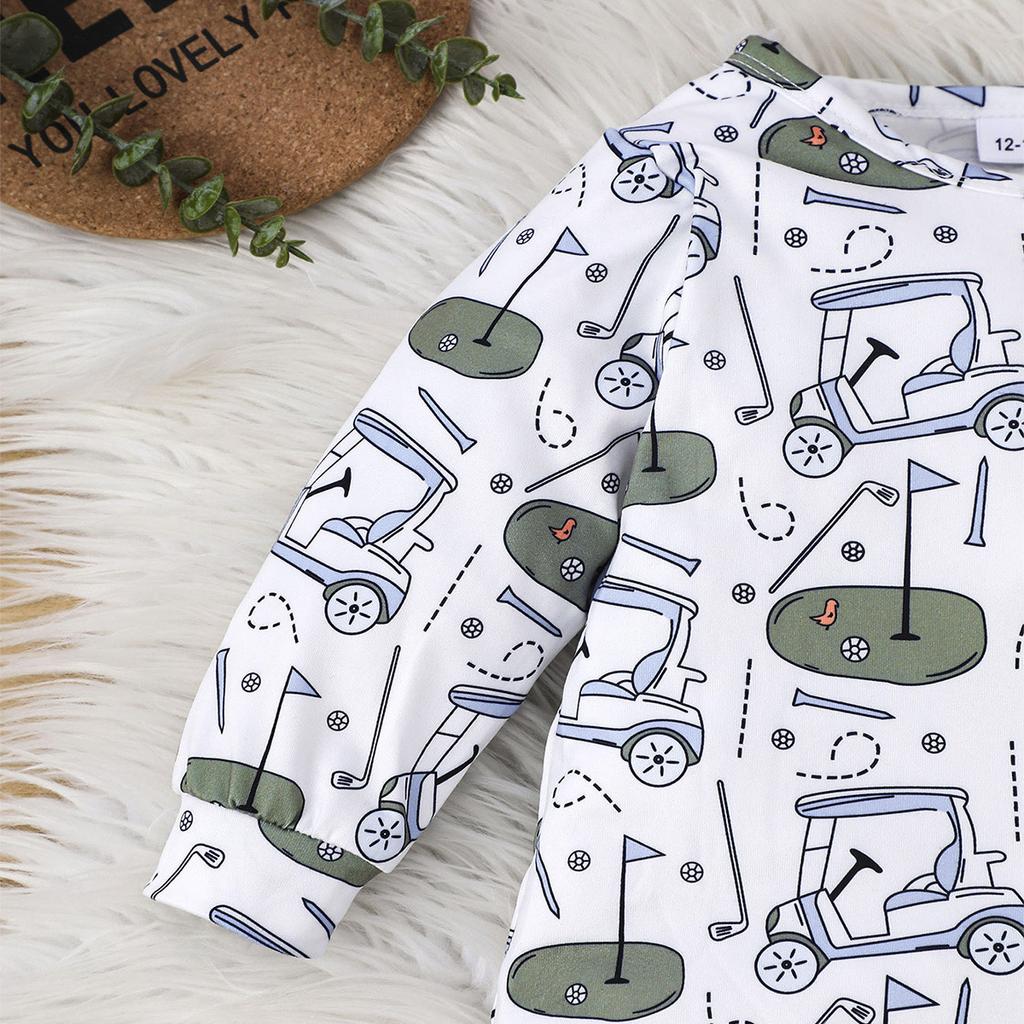 1-24 Months Baby Unisex Cute Golf All-over Print Long Sleeve Romper