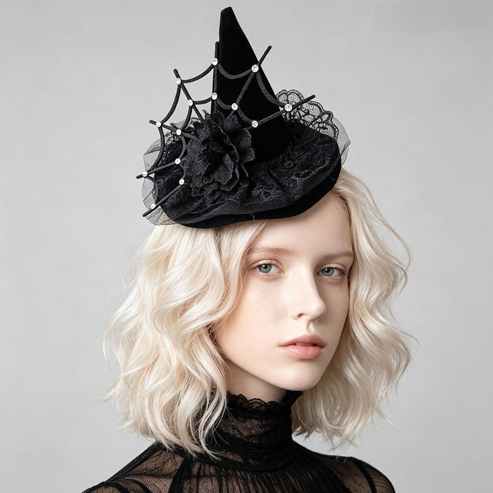 Skull Witch Hat Hair Clip Flower Witch Hairpins Elegant Halloween Hair Clip Girl