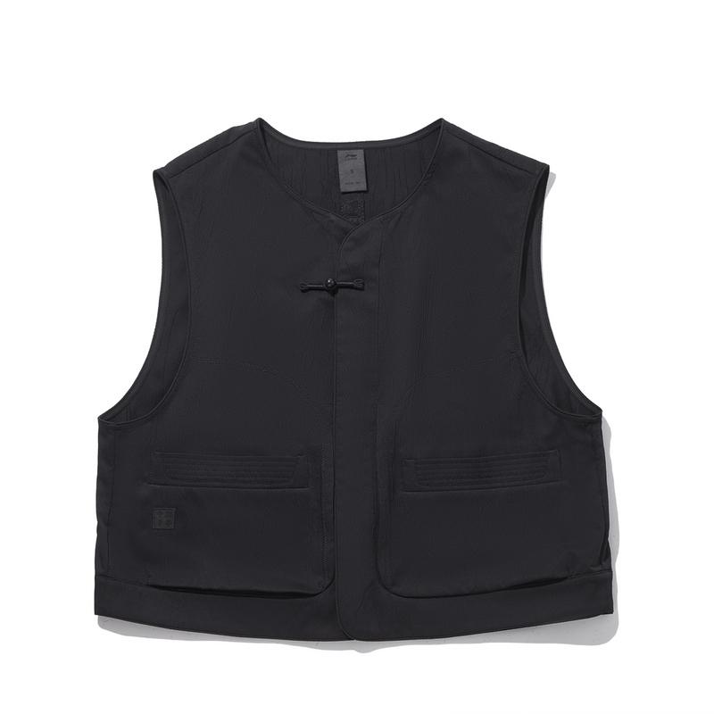 Li Ning Новый китайский стиль Однотонный простой жилет Женский жилет Черный AMDW028-3