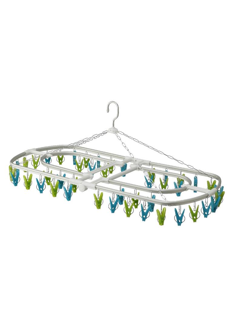 CB Japan Laundry Drying Rack, Green X Blue, Aluminum Frame, 44 Pinch, Hidden Drying Rack, Aluminum Hooks, Kogure