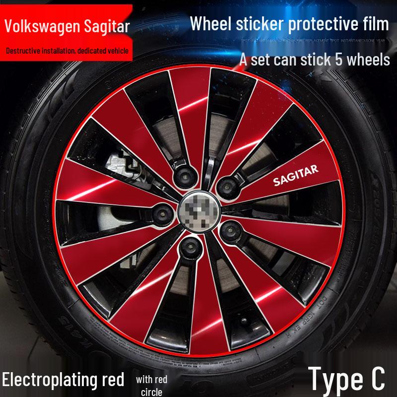 Volkswagen Sagitar Wheel Hub Stickers: Electroplating Color Change, Warning, Scratch Protection
