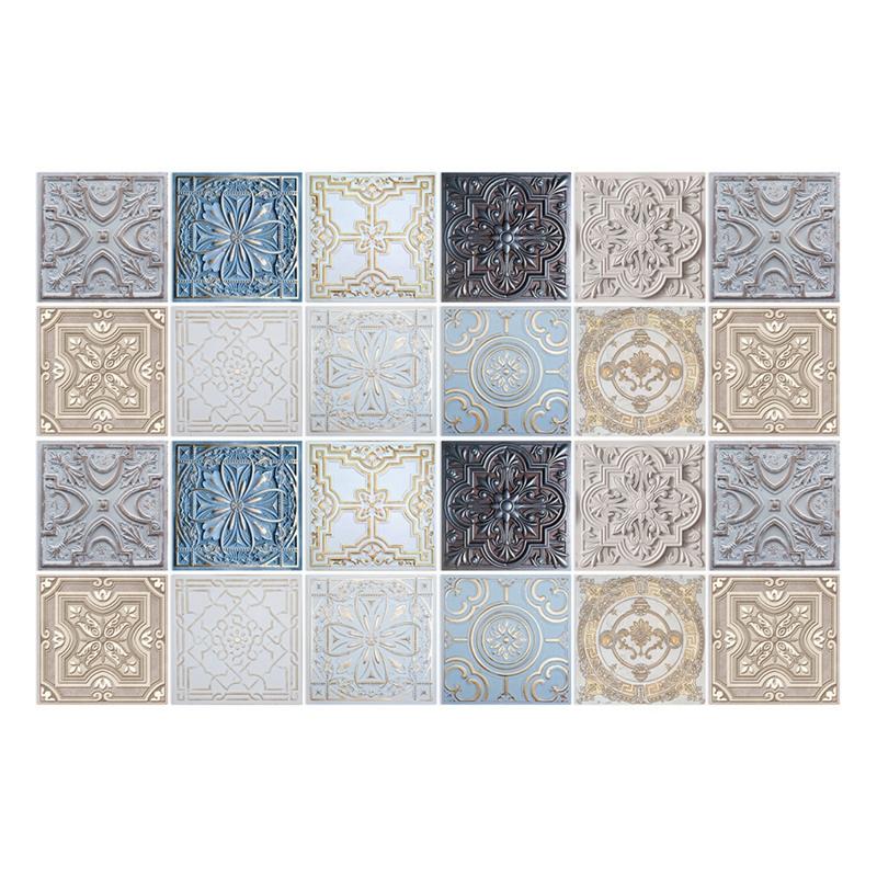 24 шт./компл. Арт-ретро Мандала Плитка Наклейки На Стены Наклейки Водонепроницаемые Наклейки На Стены Декор Гостиной Ванная Комната Кухня Украшения