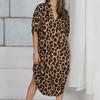 Women's Fashion Summer Spring Leopard Print 1/2 Sleeves V-Neck Loose Waistline Casual Dresses