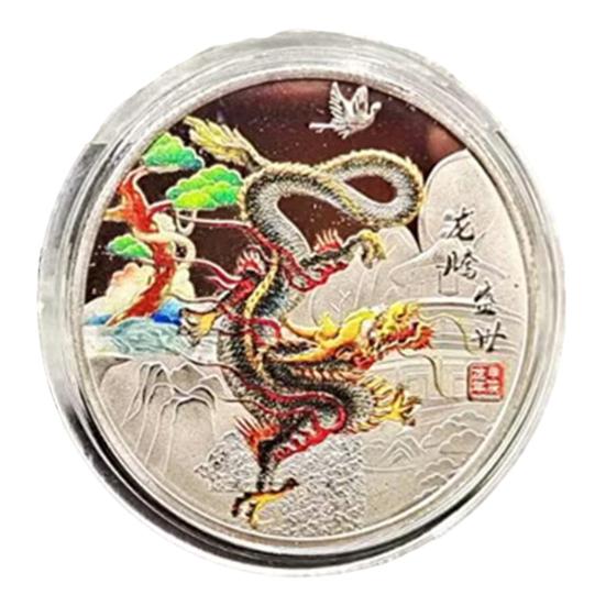 2 шт. памятная медаль китайского дракона 2024 год Дракона талисман зодиака круглый дракон металлическая коллекция монет фестиваль подарок на память