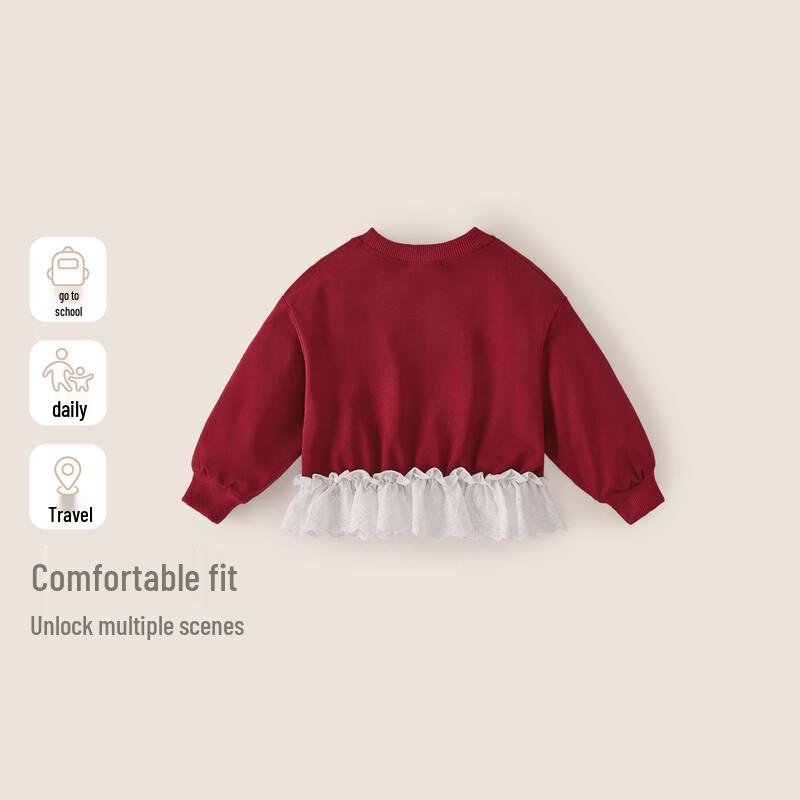 JELLYBABY Girls' Mesh Splice Lace Sweatshirt