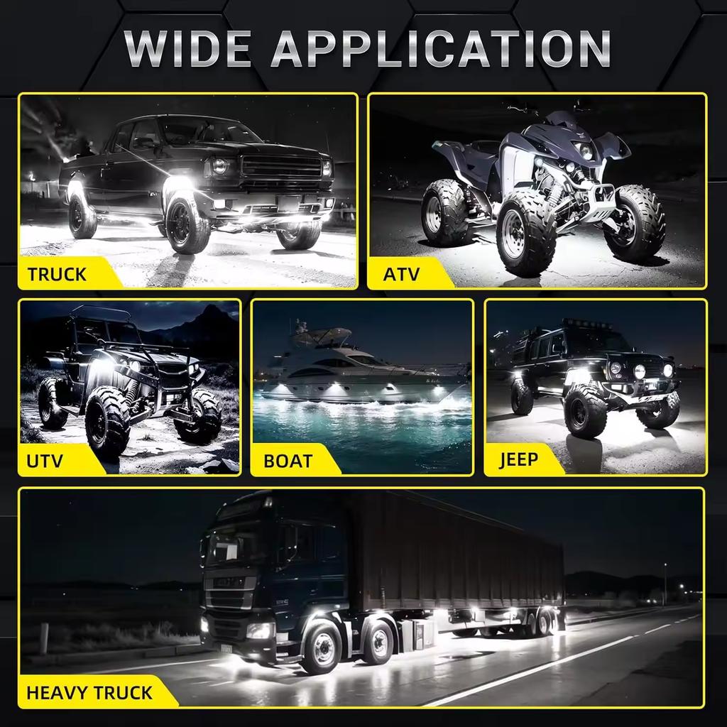 OVOVS Rock Lights 9 LED Rock Lights White Rock Lamp for Jeep Off Road ATV SUV RZR 4x4 Boat