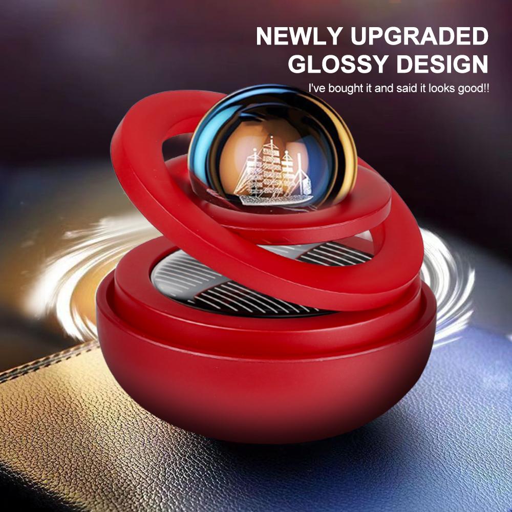 Solar Car Air Freshener Double Rings Rotary Suspension Rotating Aromatherapy Diffuser Dashboard Perfume Fragrance Auto Ornament