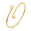 Minimalist Gold Open Cuff Bangle, Adjustable Teardrop Bracelet for Women