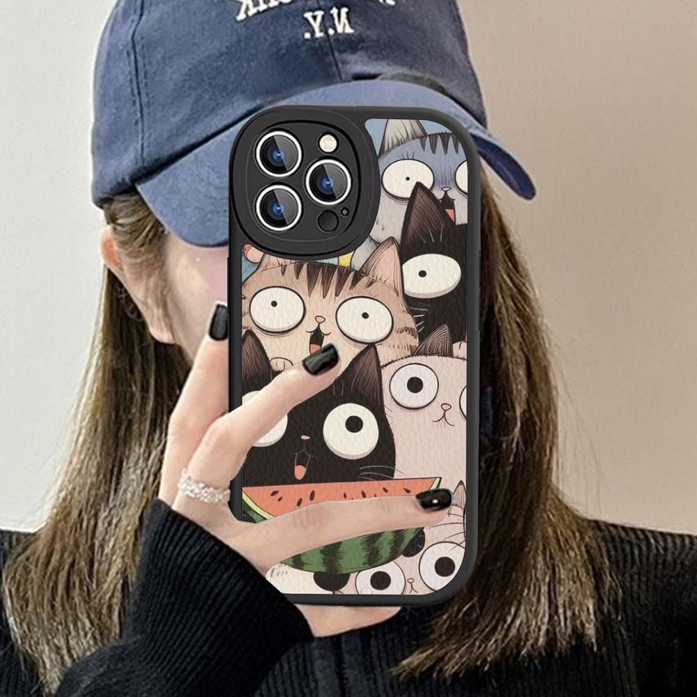 Мультяшные милые кошки Фон Чехол для телефона Жесткая кожа Для IPhone 16 15 14 13 12 Mini 11 14 Pro Max Xs X Xr 7 8 Plus Fundas