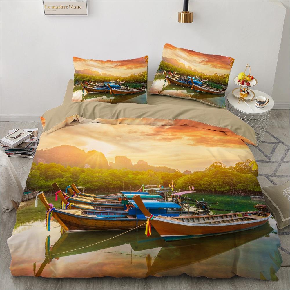 Легкий комплект постельного белья в гавайском 3D-стиле, пододеяльник с береговой линией, летнее прохладное покрывало с принтом, пододеяльник для односпальной или двуспальной кровати класса люкс