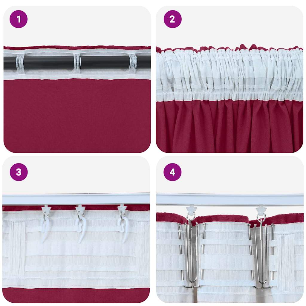 Velvet Curtains with Curtains 2 pcs Burgundy 140 x 140 cm Velvet