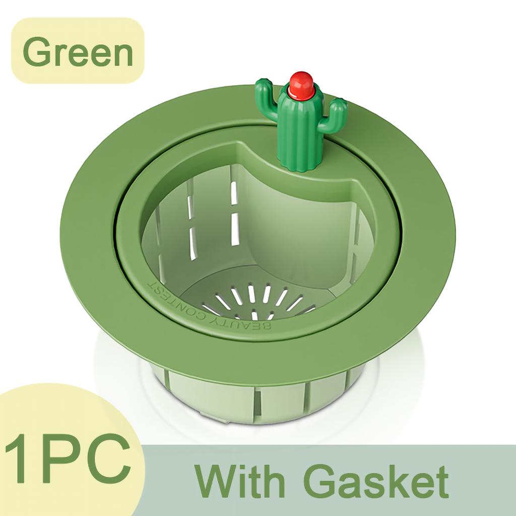 Фильтр для кухонной мойки, автоматический сливной фильтр, корзина для слива, фильтр для мусора, полка, фильтр для мусора, дизайн в виде мультяшного кактуса, многофункциональный