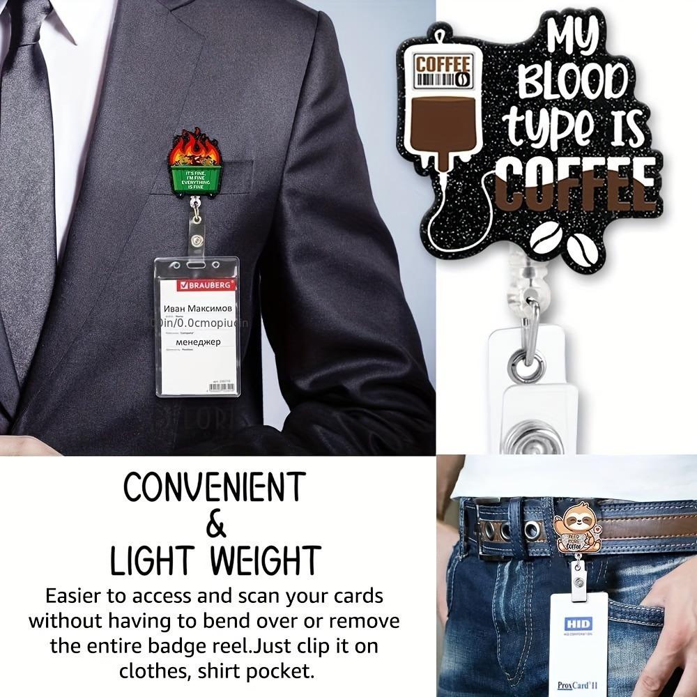 Моя группа крови — Кофе. Идентификационная бирка с клипсой-акулой. Подарок для медицинских работников, учителей и любителей кофе.