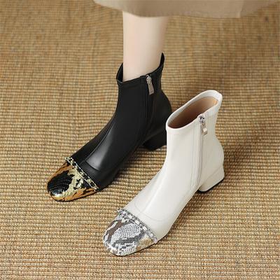 Модные Новые Осенне-Зимние Женские Ботинки Модные Ботинки Короткие Ботинки С Квадратным Носком Смешанного Цвета для Женщин Женская Обувь Массивные Каблуки Zapatos De Mujer