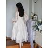 Vintage Fairy Chiffon Long Dress Women White Elegant French Party Midi Dress Puff Sleeve Casual Women's Clothing