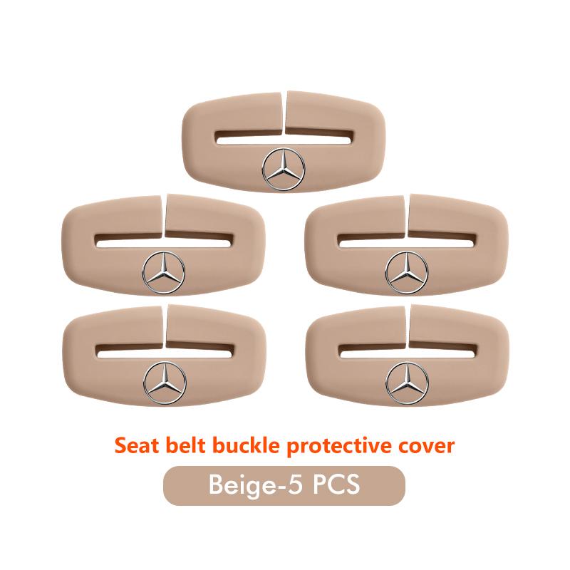 5pcs Car Seat Safety Belt Protection Silicone Buckle Clip Cove For Mercedes Benz W202 W212 W126 W140 W168 W177 CLS GLE GLC GLS BL1