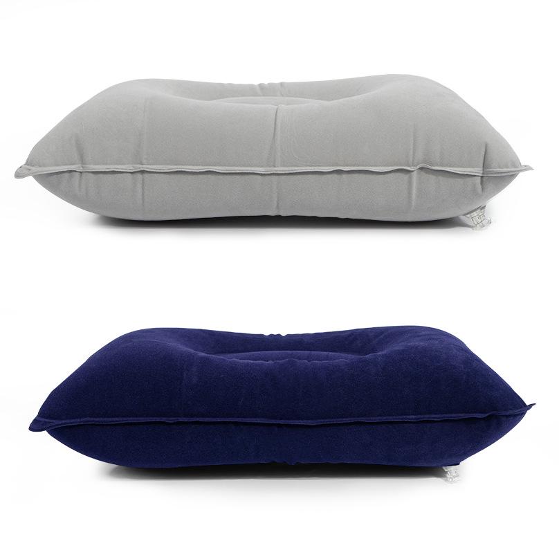 Большая надувная подушка для кемпинга - Утолщенный флокированный квадратный дизайн, Складная дорожная подушка для сна и поддержки спины.