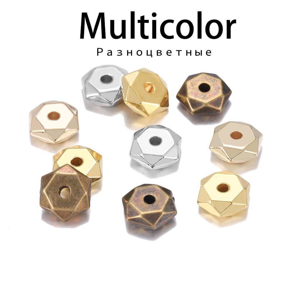 200pcs/lot 7mm Hexagon Gold CCB Plastic Wheel Round Beads Loose Spacer Bead For Bracelet Necklace DIY Jewelry Making Findings