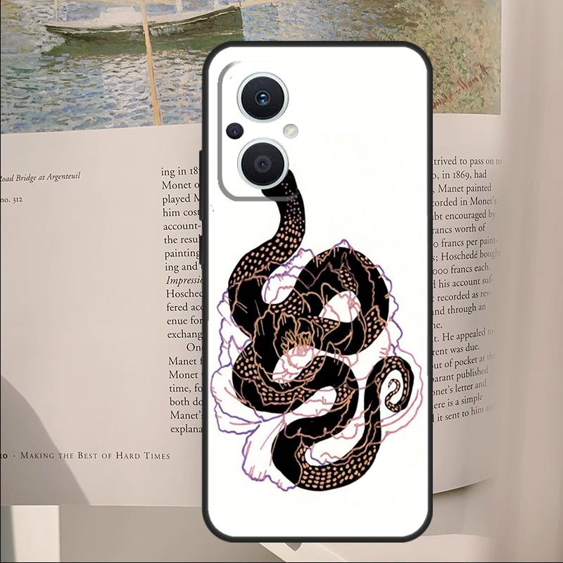 Snake Flower Cover For OPPO Reno 7 8 Lite 11F 12F 13F 14F 10 11 12 13 14 Pro OPPO Find X6 X8 X9 Pro Case
