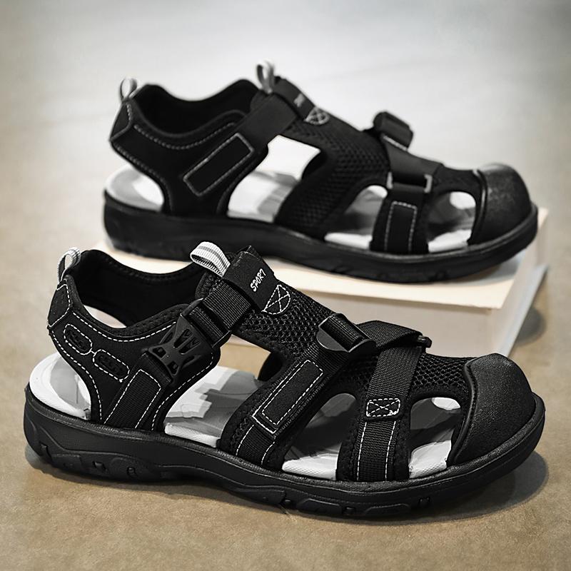 Summer Men Sandals Genuine Leather Mens Casual Shoes Outdoor Men Leather Sandals for Men Beach Shoes Roman Shoes Plus Size45