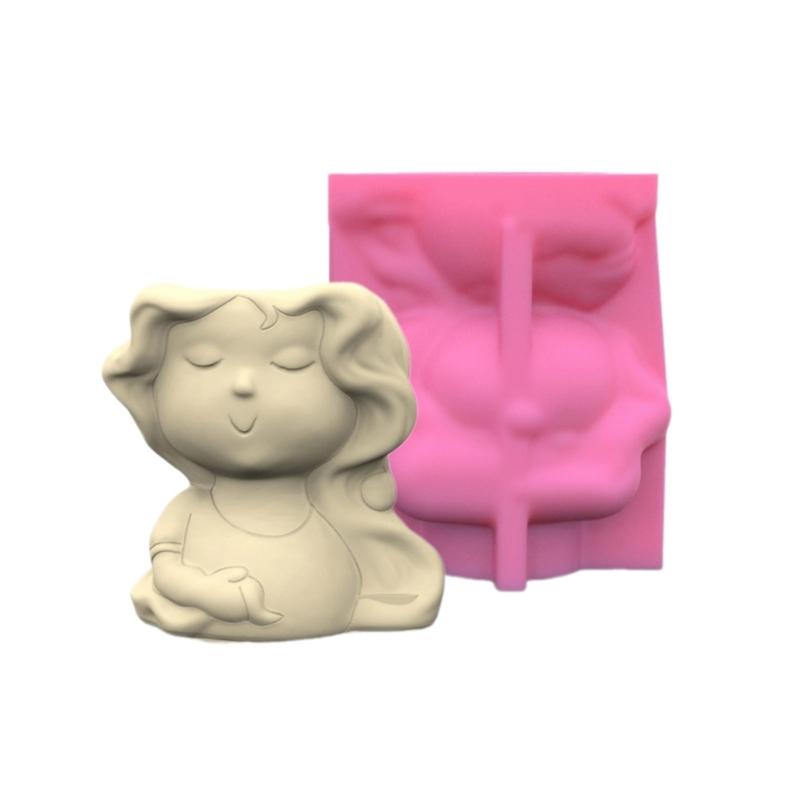 Succulent Plant Silicone Mold Sweetheart Girl Flower Pots Mould Practical Concrete and Gypsum Mould for Floral Planter