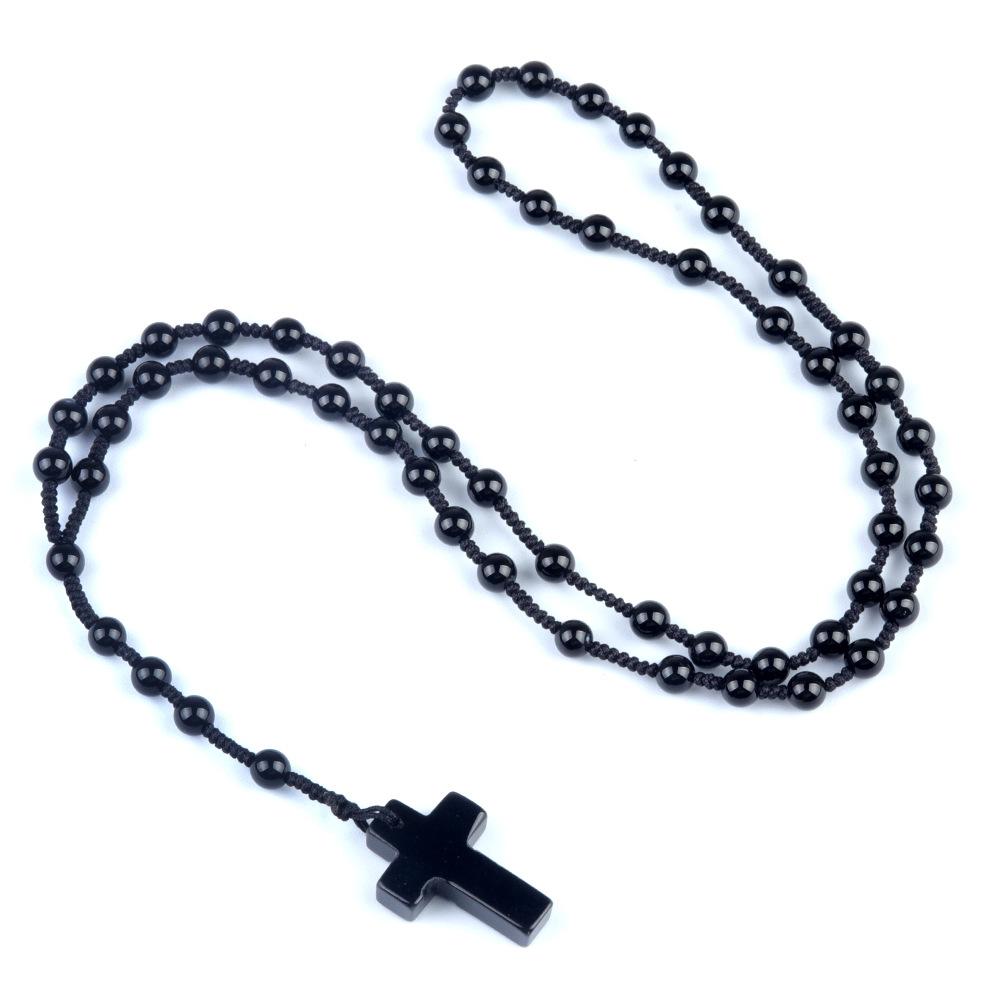 6mm Natural Crystal Agate Cross Pendant, Woven Beaded Gemstone Charm for DIY Jewelry Making
