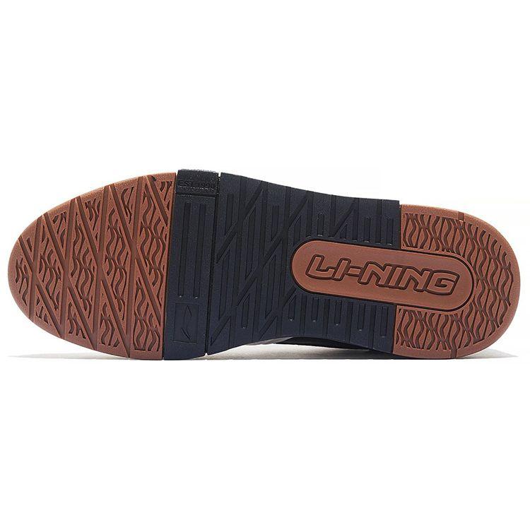 Li Ning 001 Btc низкие кроссовки для скейтбординга мужские белые коричневые AGCS103-5