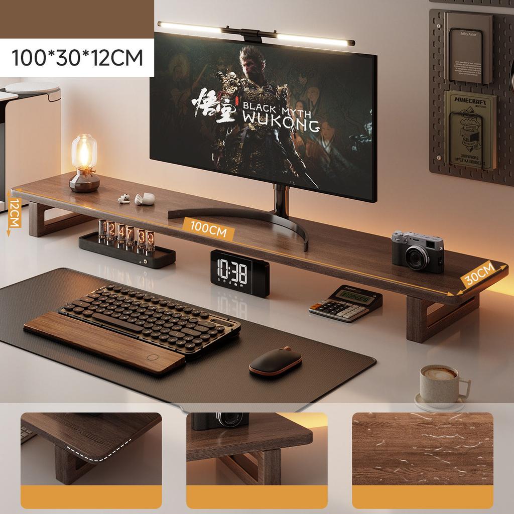 Wooden Monitor Stand Riser Computer Stands Solid Wood Desktop Organizer Rack  for Computer Laptop PC TV
