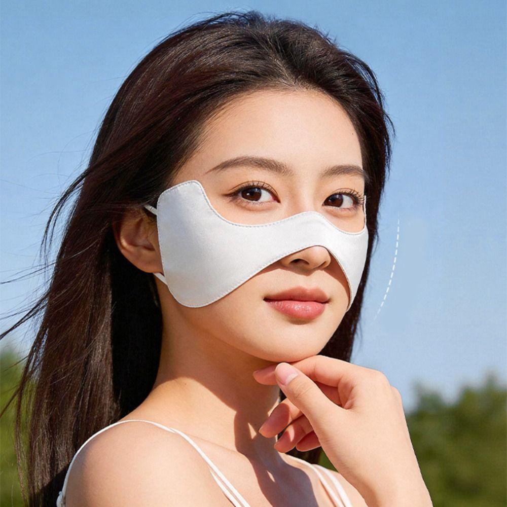 Summer Silk Sunscreen Mask Breathable Face Cover Elastic Sunscreen Face Scarf  Outdoor