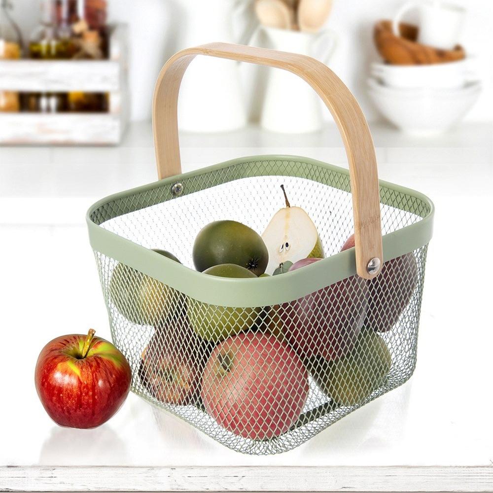 ЗЕЛЕНОВАТЫЙ металлический корзина для хранения 27x24,5x17,5 см
