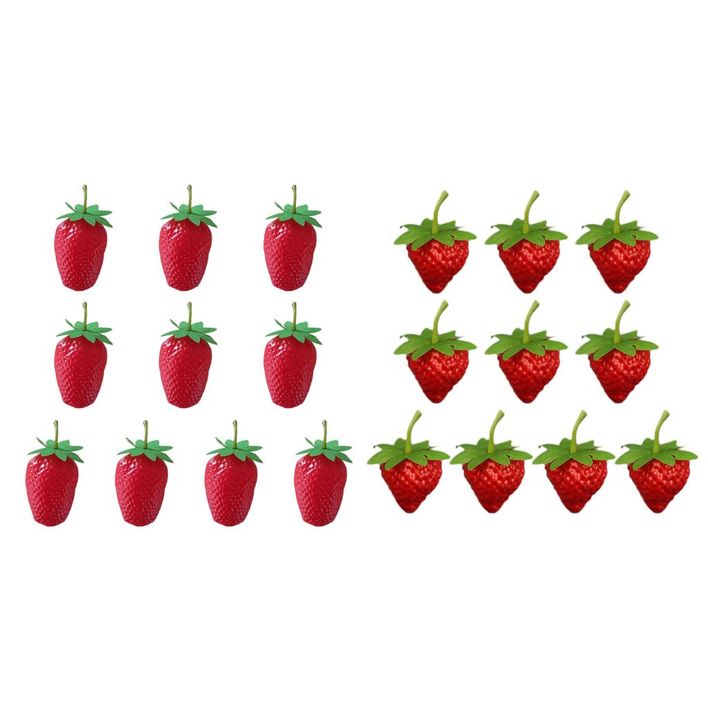 10pcs Realistic Artificial Strawberry Simulations Fruit Model Fake Strawberry Display Props Kitchen Parties Home Decors