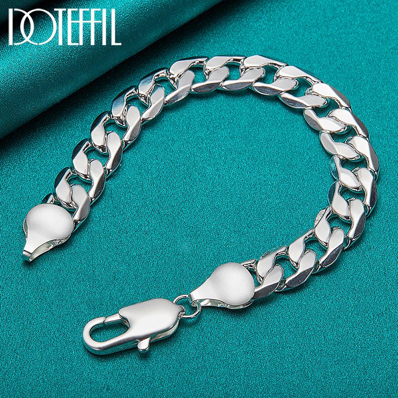 12mm Side Chain Silver Fashion Bracelet