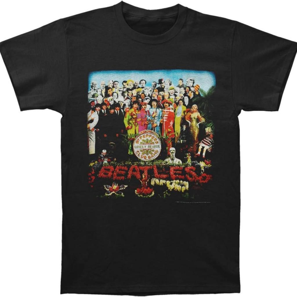 Мужская футболка Beatles SGT. Винтажная футболка Pepper Маленькая Винтажный черный