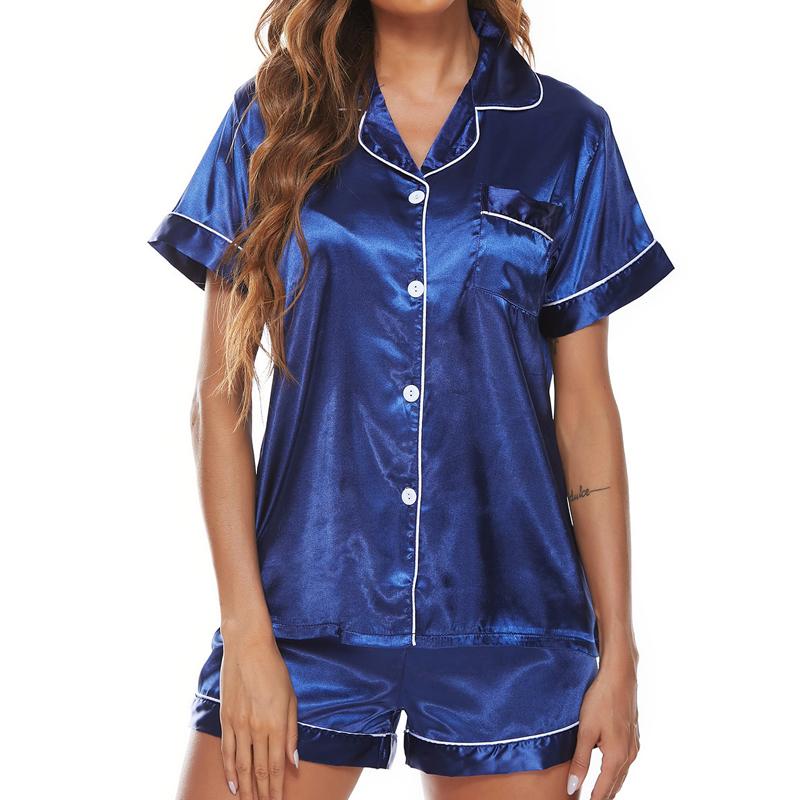 Летние женские однотонные удобные шорты с короткими рукавами, пижамный комплект, домашняя одежда