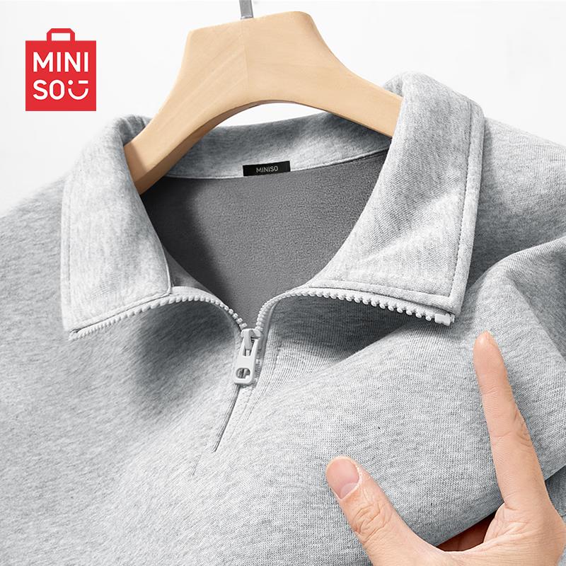 MINISO Мужской флисовый пуловер с молнией до середины груди