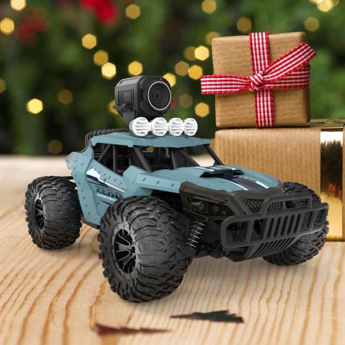 DEERC 1/16 Scale Off-Road RC Car with Camera for Kids, 30-Minute Operation Time, 20km/h Speed, 2.4GHz WiFi, FPV Real-Time Control, Anti-Vibration, Off