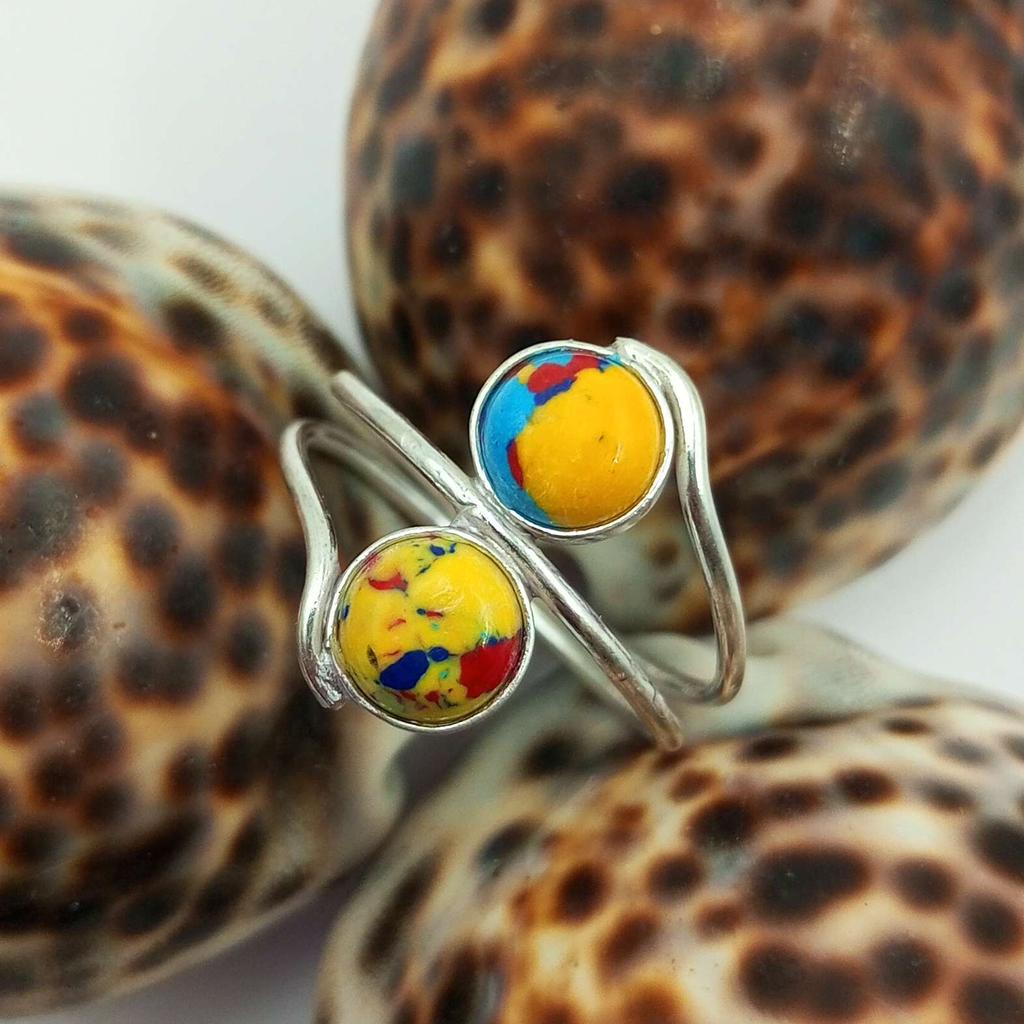 Mosaic Jasper Gemstone 925 Sterling Silver Plated Handmade Ring NST-J2H5603