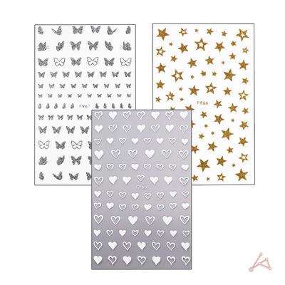 Белое сердце/золотая звезда/серебряная бабочка/наклейка для макияжа, золотая звезда