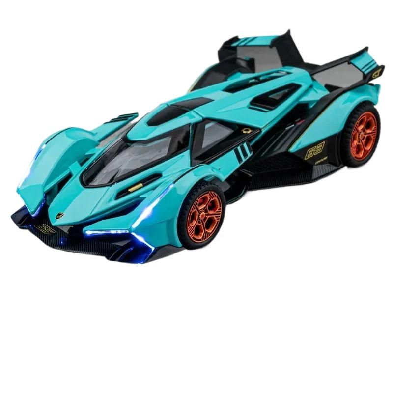 1/32 Lamborghini V12 Sports Car Simulation Diecast Metal Alloy Model Car Sound Light Pull Back Collection Kids Toy Gift A655