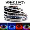 WS2812B IC Независимое управление DC5V Светодиодные ленты RGB Светодиодная лента IP65 IP68 Водонепроницаемая Умные пиксели Магический свет Черно-белая печатная плата